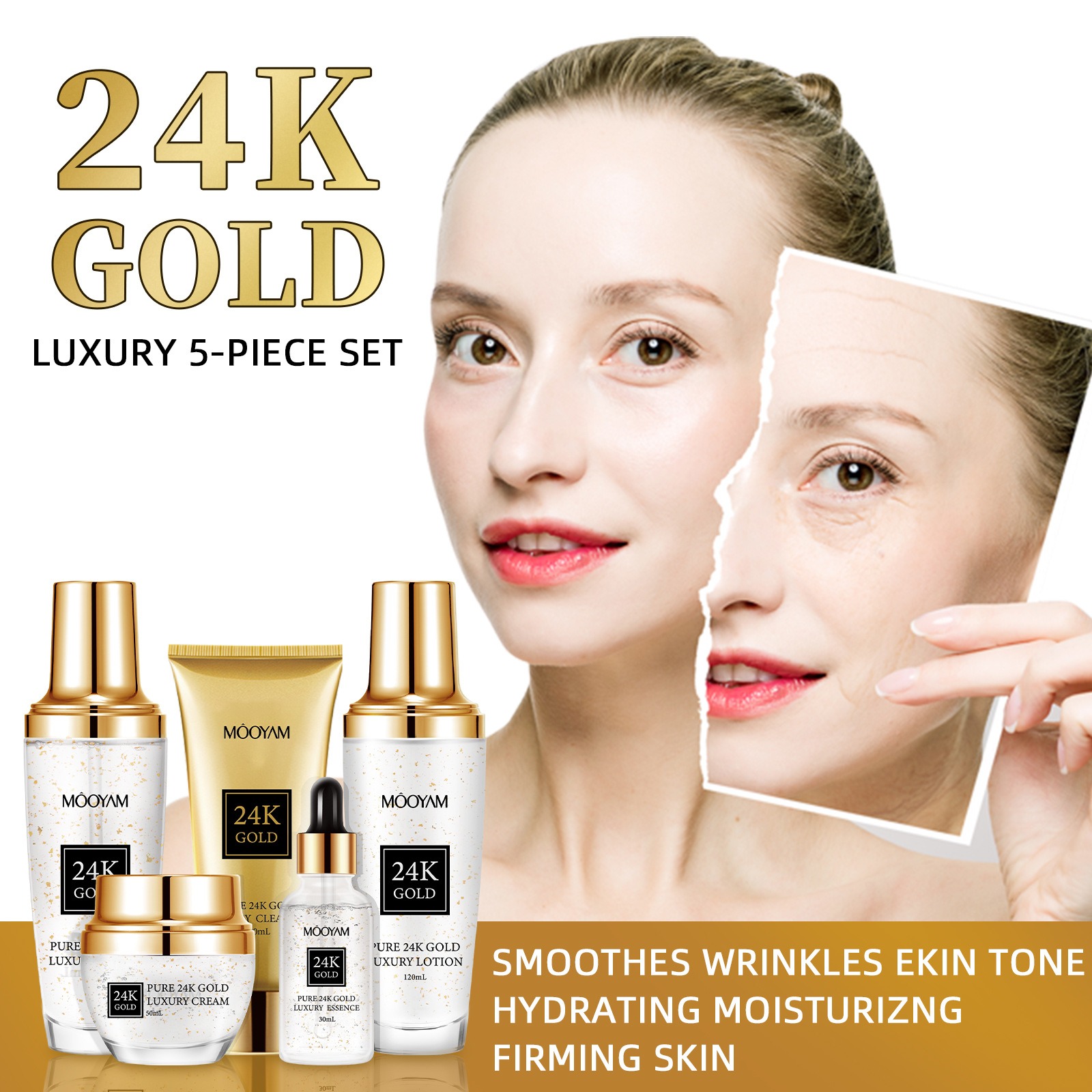 مجموعة مرطبة فاخرة من الذهب عي - مراجعة Luxury Skincare Line وسعره