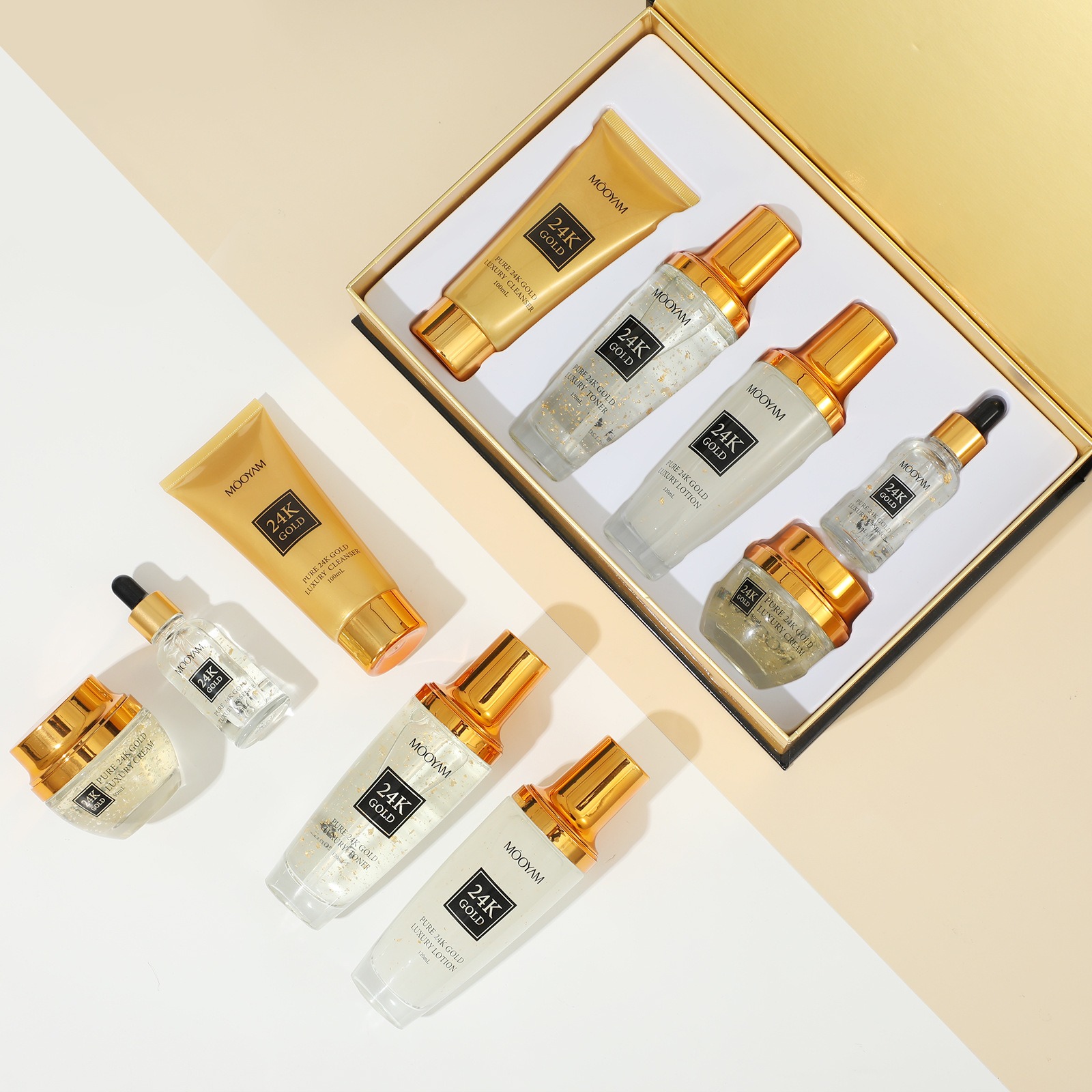 مجموعة مرطبة فاخرة من الذهب عي - مراجعة Luxury Skincare Line وسعره
